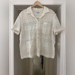 Bode Men’s Lace Short Sleeve Shirt sz M/L